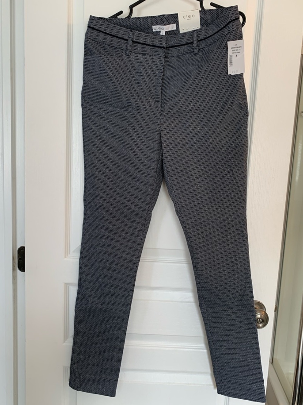 cleo Navy Micro-Textured Slim Pants